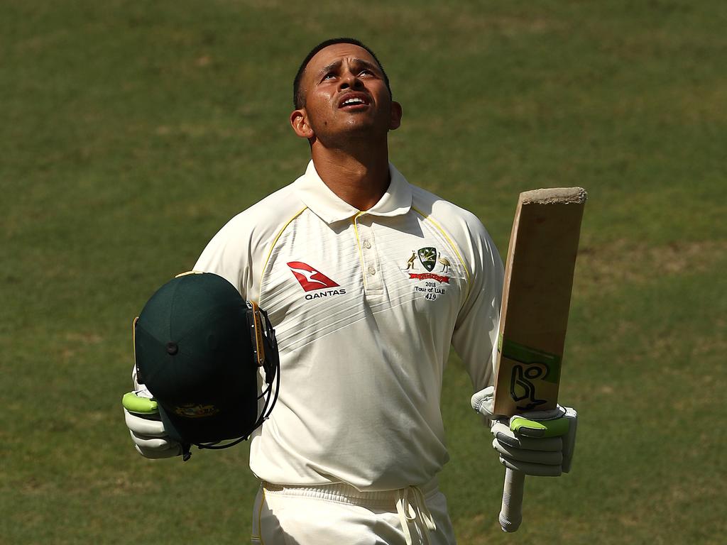 Usman Khawaja scored 141 against Pakistan during the Test at Dubai International Stadium on October 11, 2018. Picture: Ryan Pierse/Getty Images