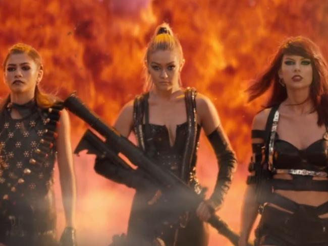 Taylor Swift with her celeb pals in Bad Blood. Picture: Vevo