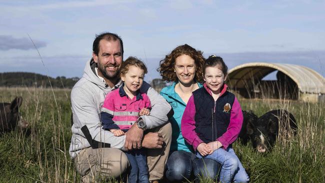 Kate and Mark Wheal, with their two daughters, Lily and Willow. Picture: Nicole Cleary