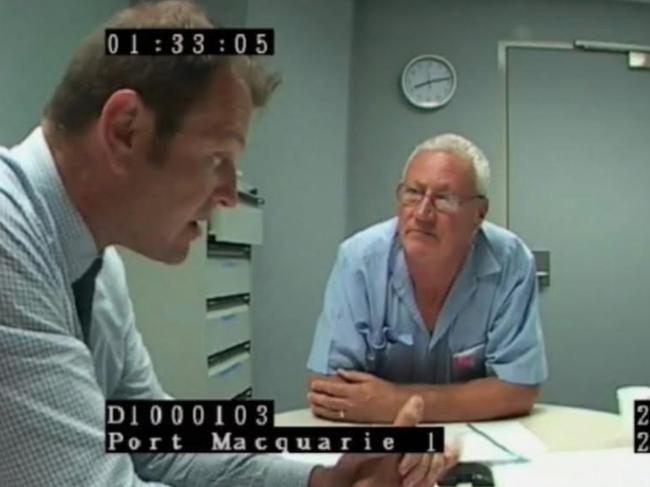 Bill Spedding is quizzed by police. Picture: ABC