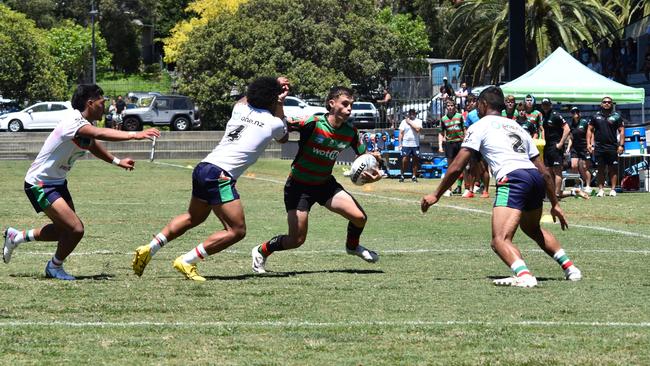 Daniel Wright looking to evade the defence. Picture: Sean Teuma/NewsLocal