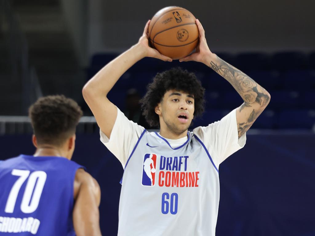 Almansa during the 2024 NBA Combine. Picture: Jeff Haynes/NBAE via Getty Images