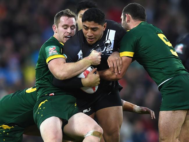 Jason Taumalolo in action for the Kiwis during the Four Nations final.