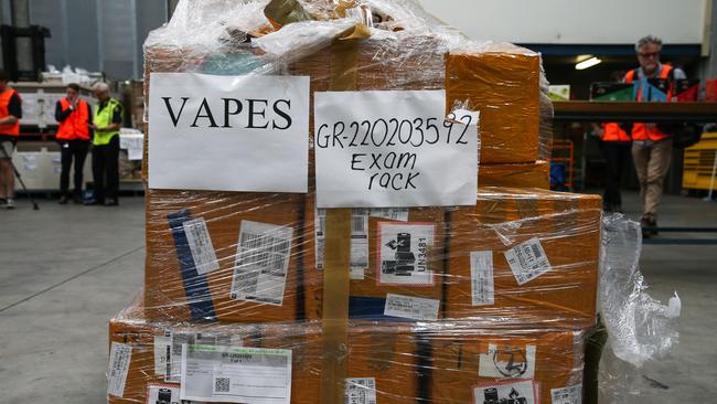 Vaping products with a street value of $11m were intercepted as part of the major sting operation between the Australian Border Force and the Therapeutic Goods Association. <span>Picture: Gaye Gerard/NCA NewsWire. </span>