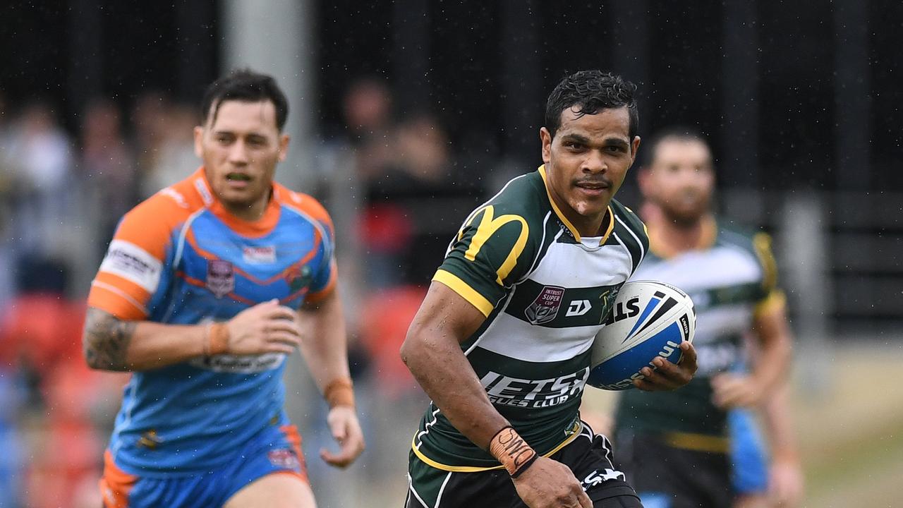 Ipswich Jets V Northern Pride at North Ipswich Reserve on Saturday. Michael Purcell in action in a game where he scored two tries.