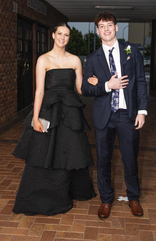 Hayley Catlow partners Harry Lester to the Toowoomba Grammar School formal at Rumours International, Wednesday, November 13, 2024. Picture: Kevin Farmer