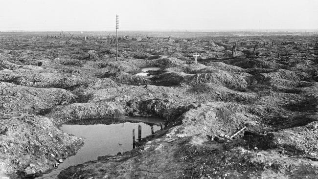 The village of Pozieres as it was some months after the battle. The view is from the southern side of the main road looking southwards, east of the Copse. The lonely grave is that of Captain Ivor Stephen Margetts of Wynyard, Tas, who served in the 12th Battalion and was killed in action on 24 July 1916. The German Spring Offensive in 1918 re-captured this area and Margetts' grave was obliterated and was lost. His name is commemorated on the Villers-Bretonneux Memorial.