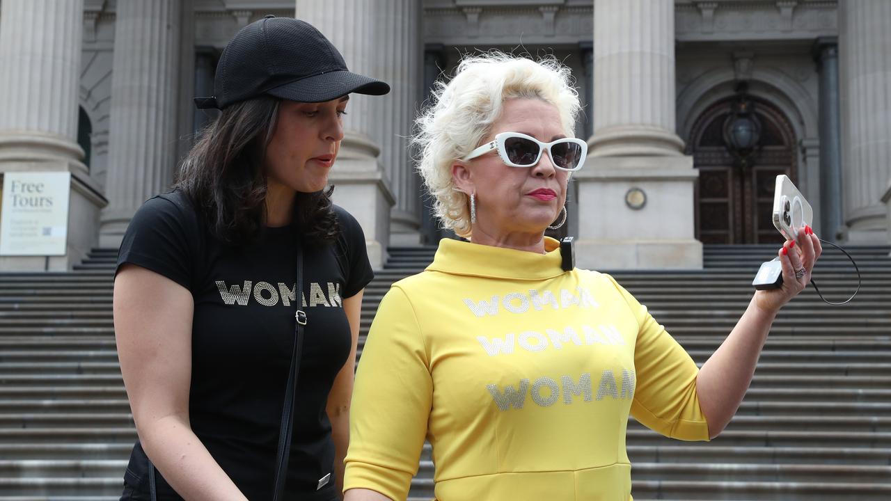 Ms Deeming was pictured with UK far right activist Kellie-Jay Keen (AKA, Posie Parker) on the steps of parliament in March, where neo-Nazis were spotted in attendance. Picture: NCA NewsWire / David Crosling