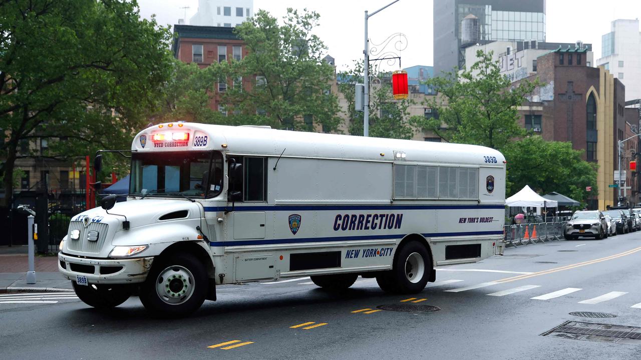 A New York City correction bus outside Manhattan Federal Court where Sean Diddy Combs is on trial. Picture: John Lamparski / Getty Images / AFP