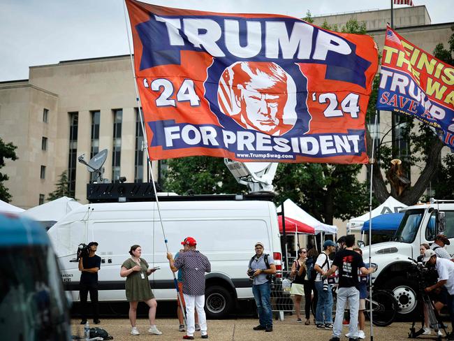 Donald Trump’s supporters gather outside the court in Washington DC. Picture Chip Somodevilla (Getty Images)