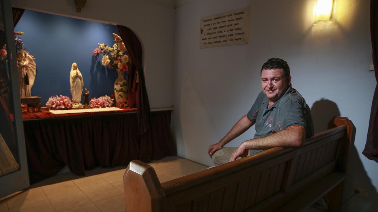 Shane McGraw in the cemetery’s chapel where pets can be laid out for viewing before cremation or burial.