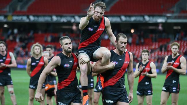 Brendon Goddard will play his final game for the Bombers on Friday. Picture: AAP Images