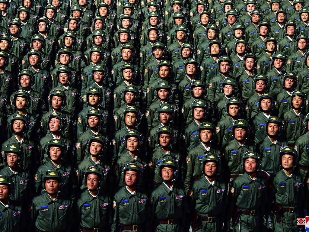 North Korea's official Korean Central News Agency (KCNA) released this image of the military parade during a ceremony to mark the 75th anniversary of the Workers' Party of Korea. Picture: AFP Photo/KCNA via KNS