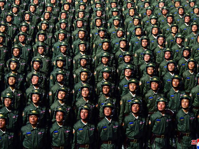 North Korea's official Korean Central News Agency (KCNA) released this image of the military parade during a ceremony to mark the 75th anniversary of the Workers' Party of Korea. Picture: AFP Photo/KCNA via KNS