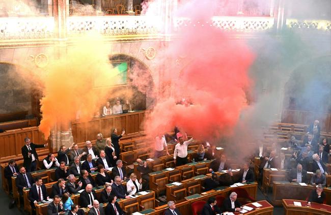 Opposition politicians disrupted voting on the bill by lighting flares