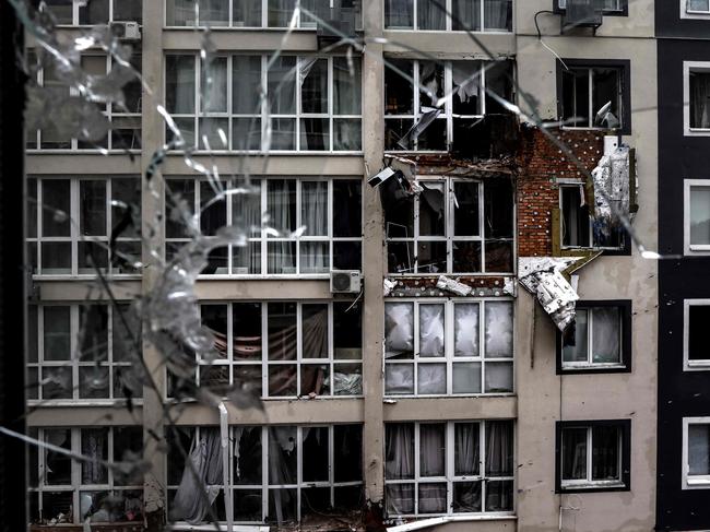 A destroyed building Bucha, northwest of Kyiv, where the town's mayor said 280 people had been buried in a mass grave. Picture: AFP