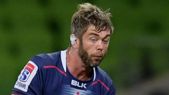 Geoff Parling of the Rebels during the Round 6 Super Rugby match between the Melbourne Rebels and the Sharks at AAMI Park in Melbourne, Friday, March 23, 2018. (AAP Image/Tracey Nearmy) NO ARCHIVING, EDITORIAL USE ONLY