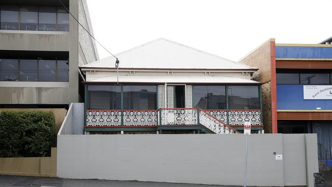 These buildings front St Paul’s Tce and are zoned for up to 20 storeys if a developer gets a big enough parcel of land to build on. The house in the middle was once Mama Luigi’s. Picture: AAP/Josh Woning)(AAP Image/Josh Woning)