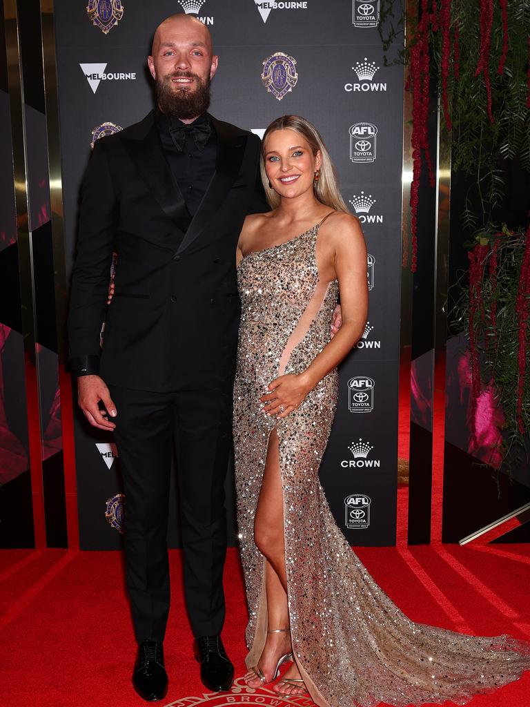 Max Gawn and wife Jessica Gawn at the 2023 Brownlow Medal. Photo by Graham Denholm/Getty Images.