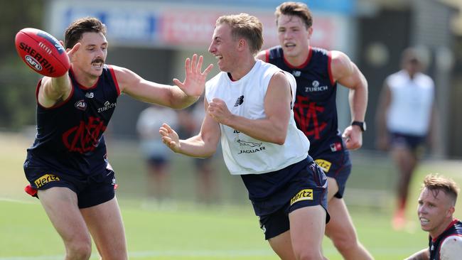 Draftee Bailey Laurie in action at Melbourne training. Picture: Michael Klein