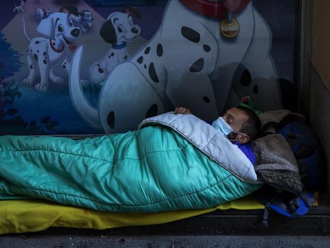 Homeless people are also at high risk of the coronavirus. But shelters don’t have enough beds for everyone. Picture: AP