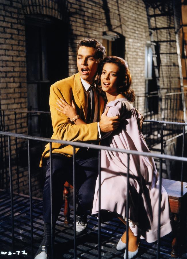 Maria (Natalie Wood) and Tony (Richard Beymer) fall in love in 1961 film West Side Story.