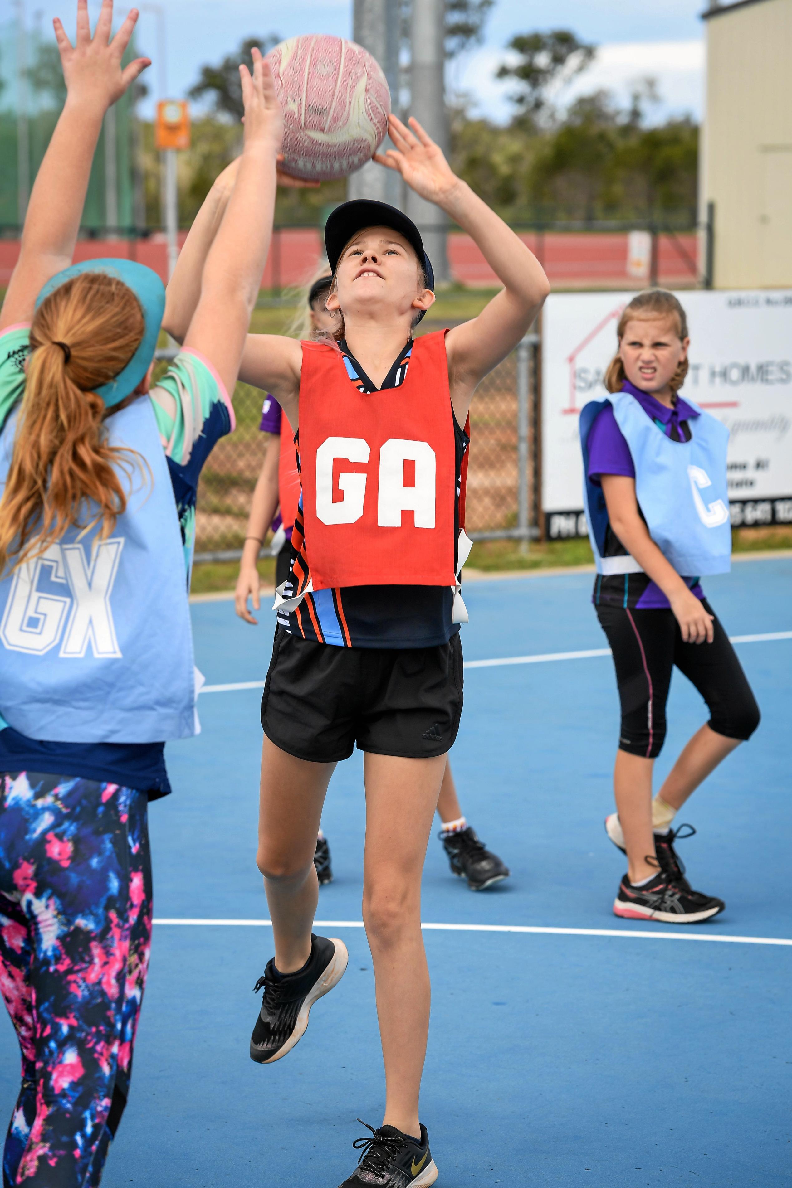 Ellehra Wilken goes for goal. Picture: Brian Cassidy