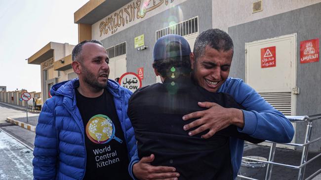 Relatives mourn the death of Saif Abu Taha, a Palestinian driver working for World Central Kitchen. Picture: Said Khatib/AFP