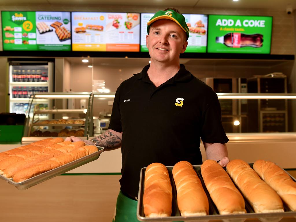 Subway area manager Shaun O'Neill at the Willows Shopping Centre store in Townsville, which recently hired staff before opening in May. Picture: Evan Morgan