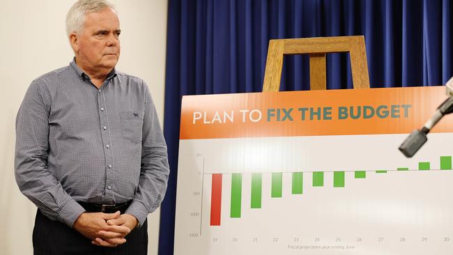 Former WA under-treasurer John Langoulant address the media at Parliament House on Tuesday, April 16, 2019. Gunner announced the Langoulant report.