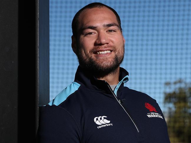 HOLD SUNDAY TELEGRAPH ONLY - Parramatta Eels NRL star Tepai Moeroa, who is switching codes to join the NSW Waratahs next season, poses for a portrait at Waratahs headquarters in Daceyville, Sydney. Picture: Brett Costello