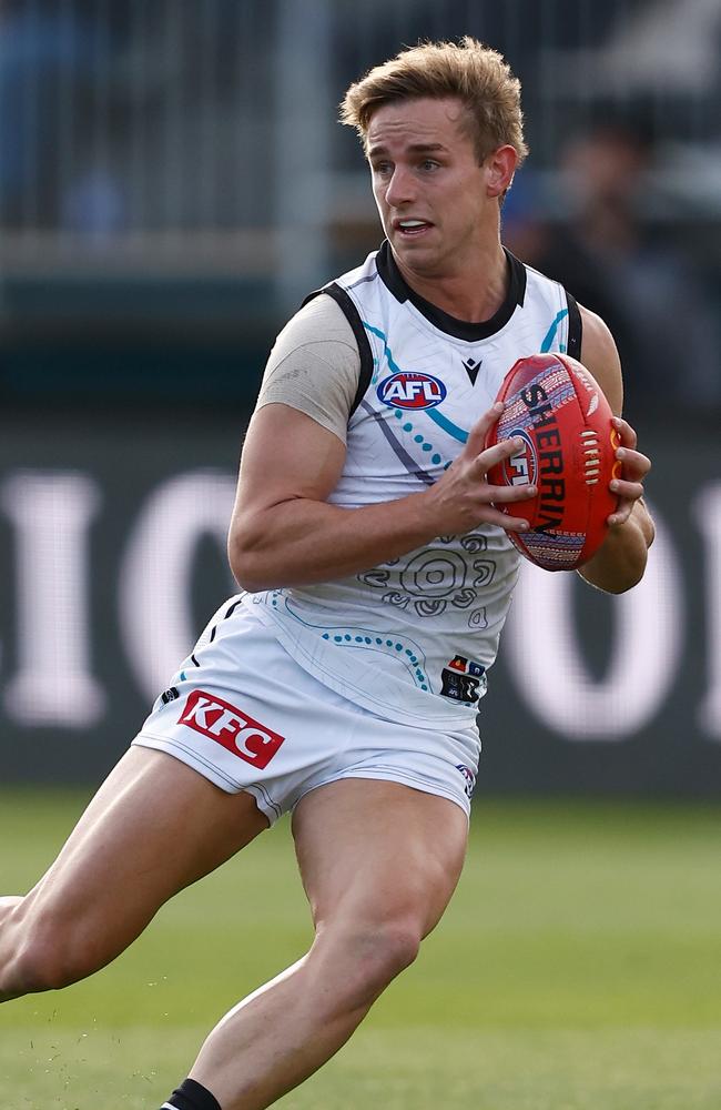 Jackson Mead has been rewarded with a contract extension at Port Adelaide. Picture: Michael Willson/AFL Photos via Getty Images.