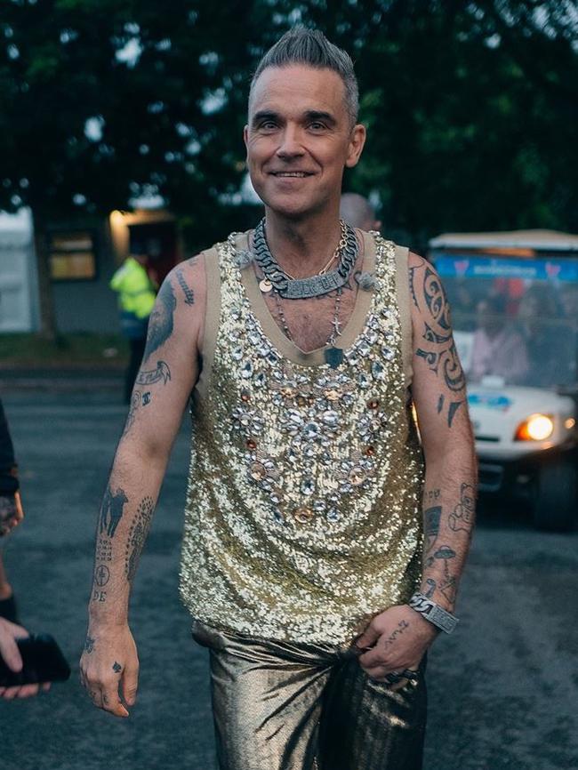 However, despite his improved lifestyle, he recently admitted that he still struggles with body image issues. Picture: Instagram/ @robbiewilliams