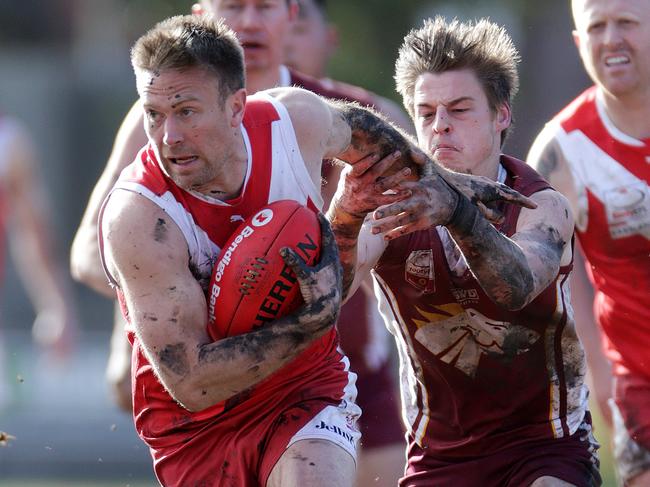 Paul Donahoo in action for Warrandyte. Picture: Sarah Matray