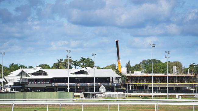 The $12 million grandstand being constructed earlier this year