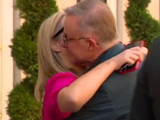 Jodie Haydon embraces Anthony Albanese after he returns from his top secret trip to Ukraine.