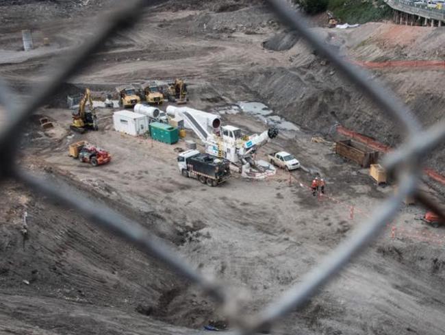 A tunnel drilling machine at the St Peters Interchange construction site just prior to tunnelling starting on the New M5 section of WestConnex.