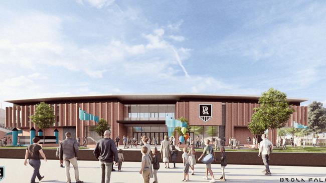 Port Adelaide has released renders of the next stage of the redevelopment at Alberton Oval. Picture: Supplied/Brown Falconer