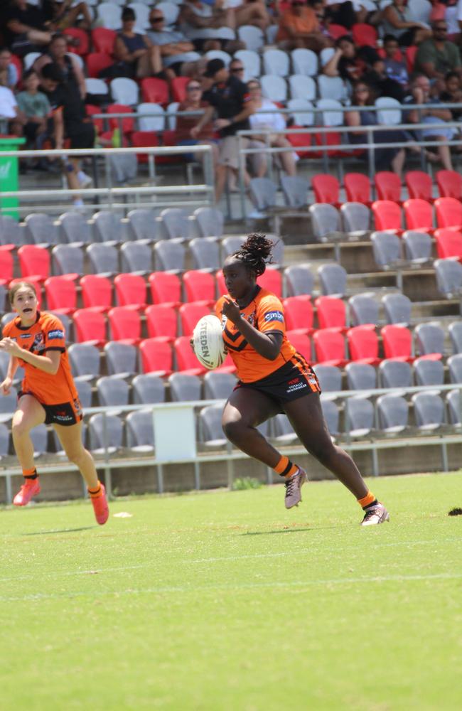 Patricia Wani. Harvey Norman under-19s action between Redcliffe and the Brisbane Tigers. Sunday February 11, 2024.