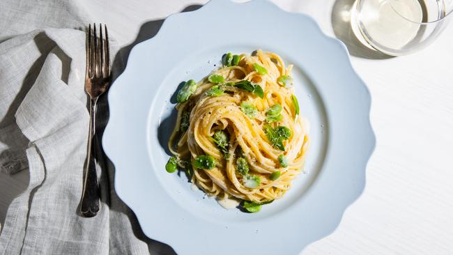 Broadbean pasta by Elizabeth Hewston. Picture: Nikki To