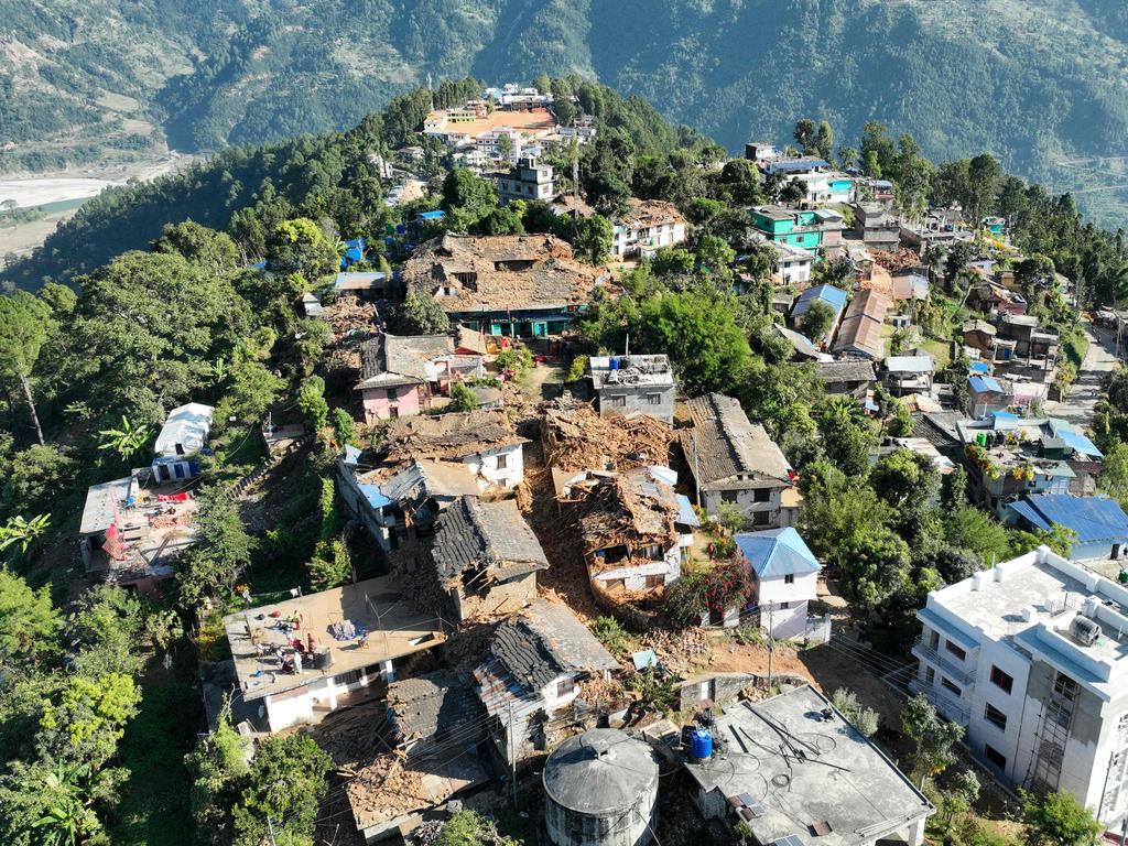 Damaged buildings in Jajarkot district following the 5.6-magnitude earthquake in a remote pocket of Nepal. Picture: AFP