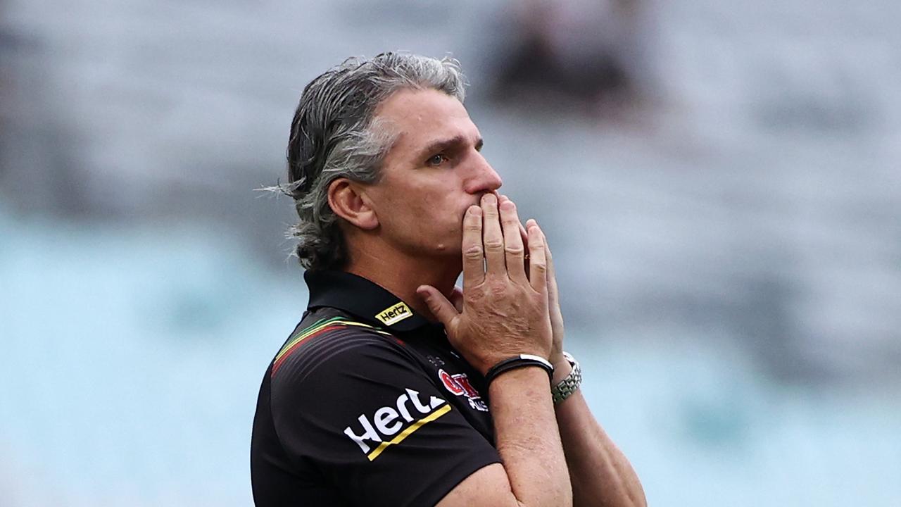 SYDNEY, AUSTRALIA - OCTOBER 17: Panthers coach Ivan Cleary looks on ahead of the NRL Preliminary Final match between the Penrith Panthers and the South Sydney Rabbitohs at ANZ Stadium on October 17, 2020 in Sydney, Australia. (Photo by Cameron Spencer/Getty Images)