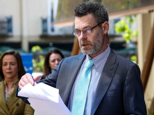 Richard Hickey speaks outside the Coroners Court after the findings into the death of his partner Peta. Picture: NCA NewsWire / Ian Currie