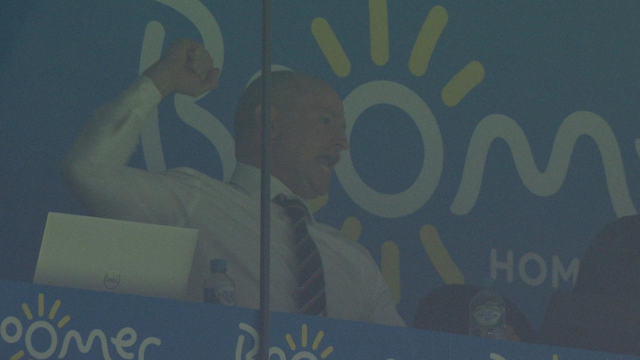 Michael Maguire celebrates the Tigers' win over Souths. Picture: NRL Imagery