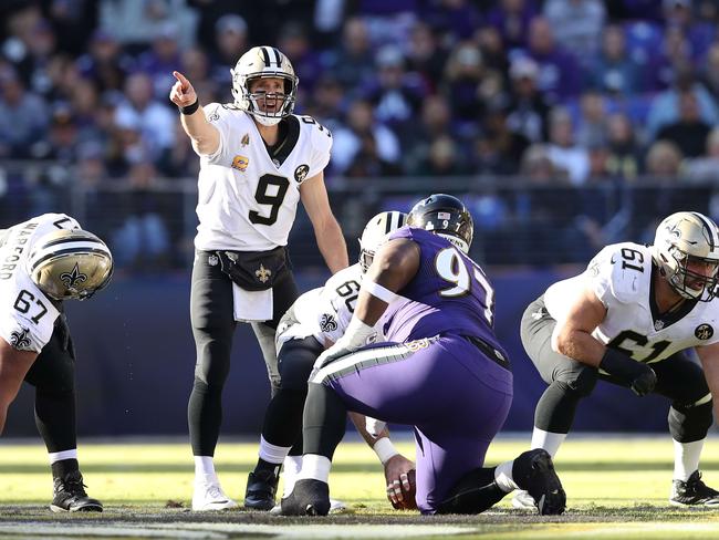 Quarterback Drew Brees will battle the crowd noise in Baltimore. Picture: Getty Images