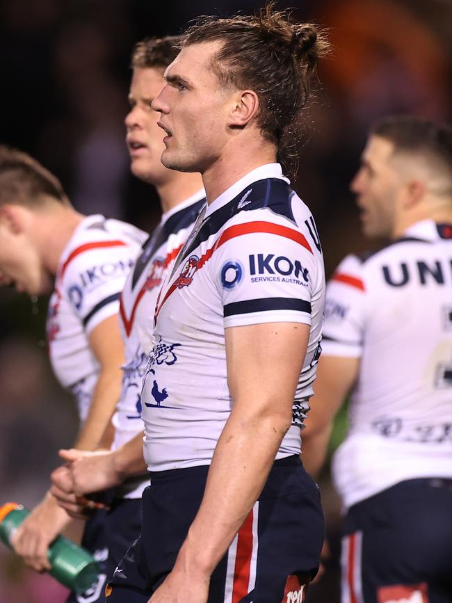 Angus Crichton tried his best, but the Roosters couldn’t get back into the game. Picture: Getty Images.