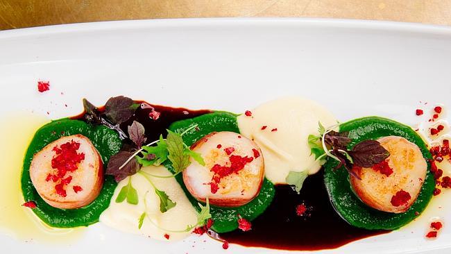 The Scallops with prosciutto at the Mistelle restaurant in Double Bay. Picture: Jonathan Ng