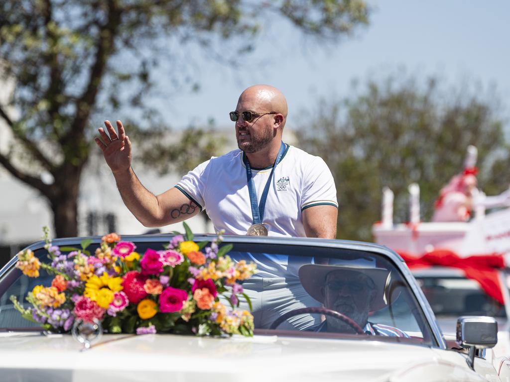 Olympian Matthew Denny in the Grand Central Floral Parade of the Carnival of Flowers, Saturday, September 21, 2024. Picture: Kevin Farmer