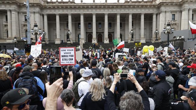 There have been large demonstrations in Melbourne's CBD. Picture: Alex Coppel