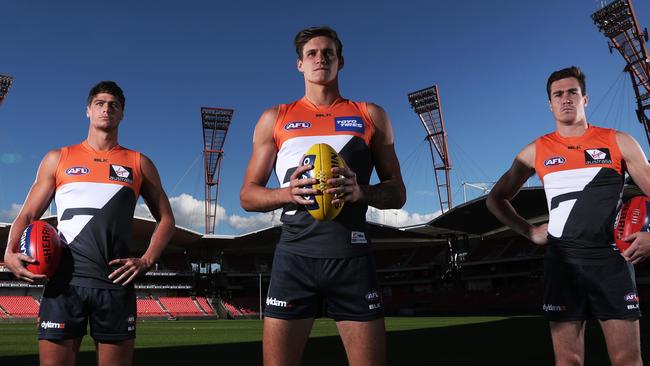 Giants power forwards Jonathon Patton, Rory Lobb and Jeremy Cameron at Spotless Stadium. Picture. Phil Hillyard
